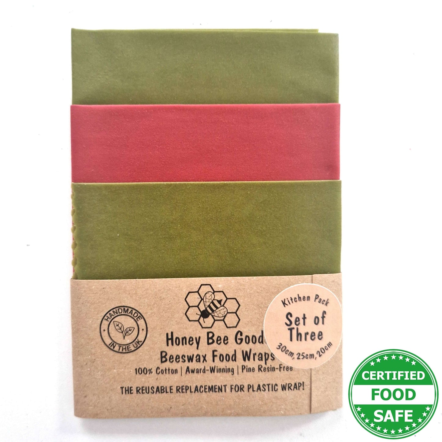 *Set of 3 Handmade Beeswax Wraps | Earth Tones Sage