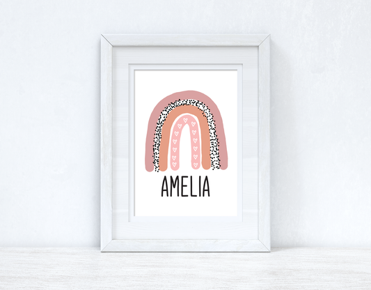Personalised Earthy Pinks Rainbow Name Boho Children's Room Wall Bedroom Decor Print