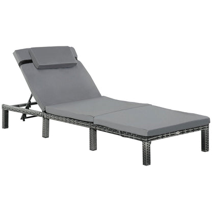 Rattan Sun Lounger Outdoor Garden Furniture Patio Recliner Reclining Chair Bed Fire Resistant Sponge