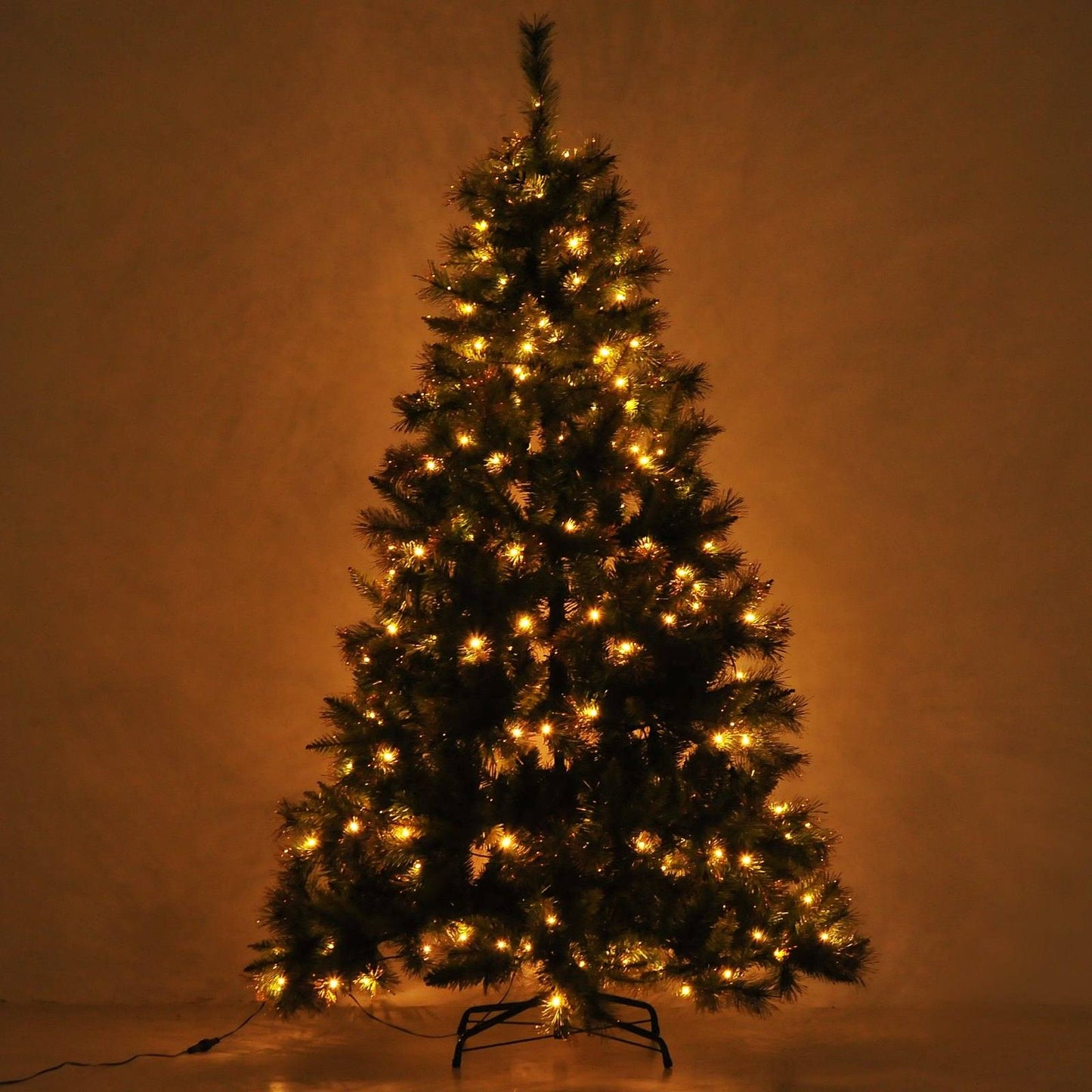5FT Pre-Lit Christmas Tree Artificial Spruce Xmas Tree Warm White LED Holiday Décor with Metal Stand Green