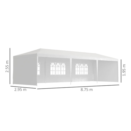 Garden Gazebo Marquee Party Wedding Tent Canopy 9m x 3m - White