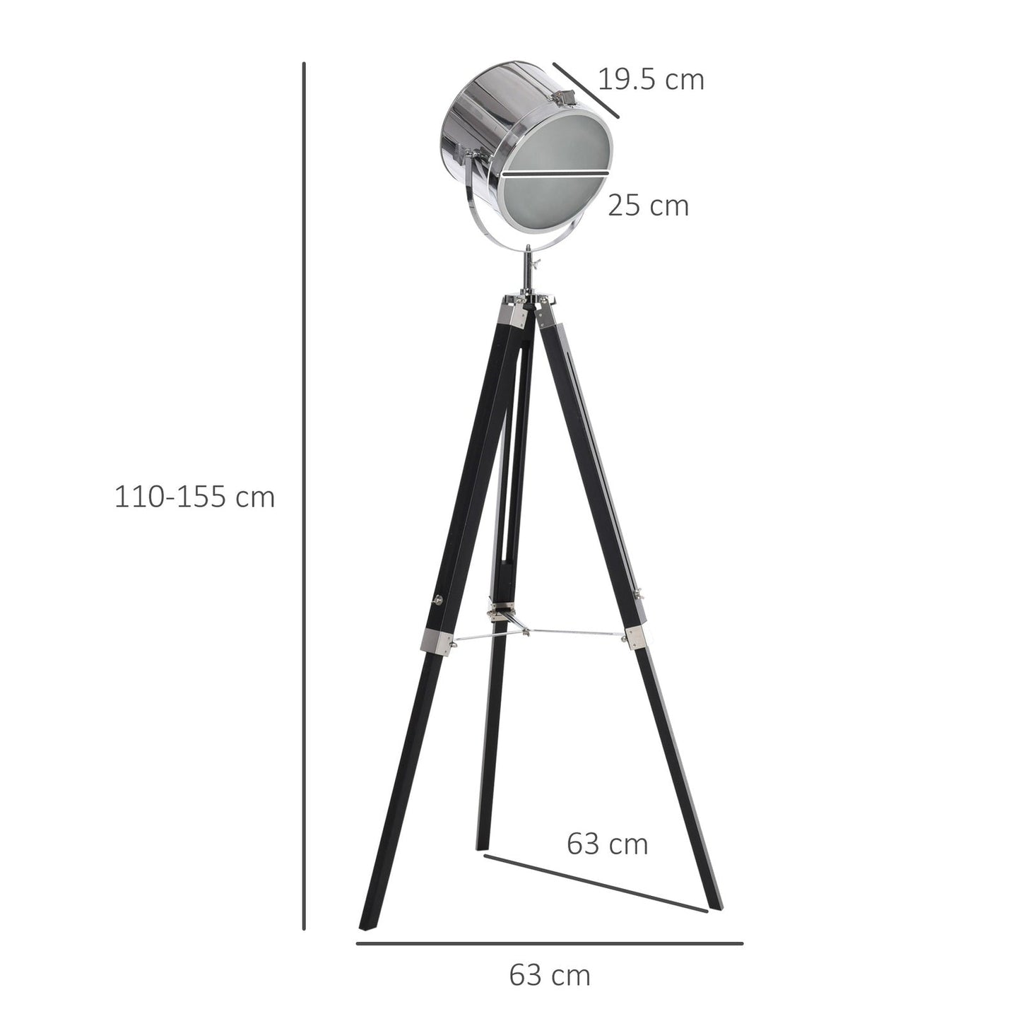 Industrial Style Adjustable Tripod Floor Lamp Searchlight Reading Lamp