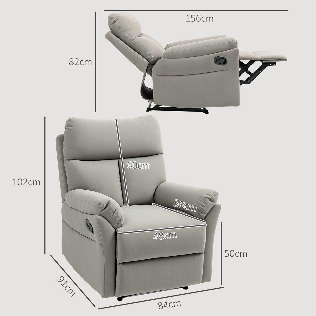 HOMCOM Recliner Armchair, Reclining Chair with Adjustable Leg Rest