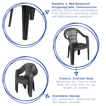 Milas Garden Dining Chairs - Anthracite - Pack of 6