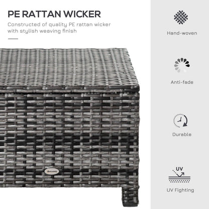 Rattan Footstool Wicker Ottoman with Padded Seat Cushion Outdoor Patio Furniture for Backyard Garden Poolside Living Room 50 x 50 x 35 cm Grey