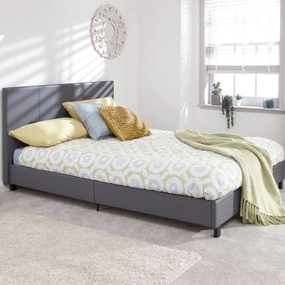 Bugi King Size Bed Faux Leather Grey 5 x 7ft