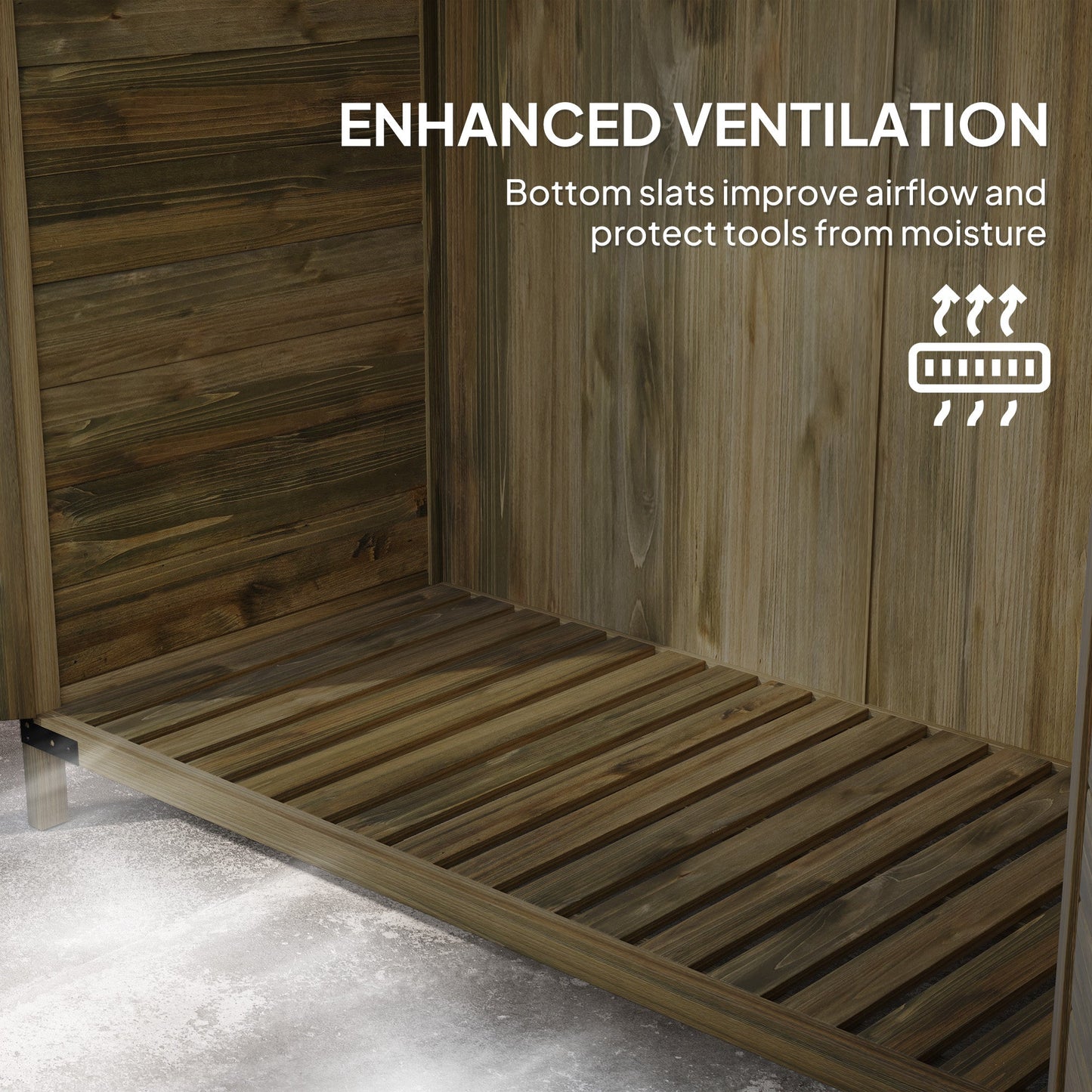 Outsunny Wooden Garden Storage Shed w/Double Doors and Shelves, Green