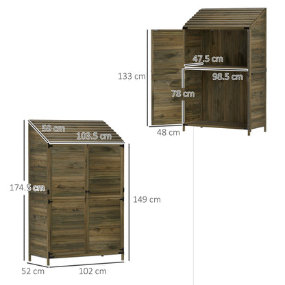 Outsunny Wooden Garden Storage Shed w/Double Doors and Shelves, Green