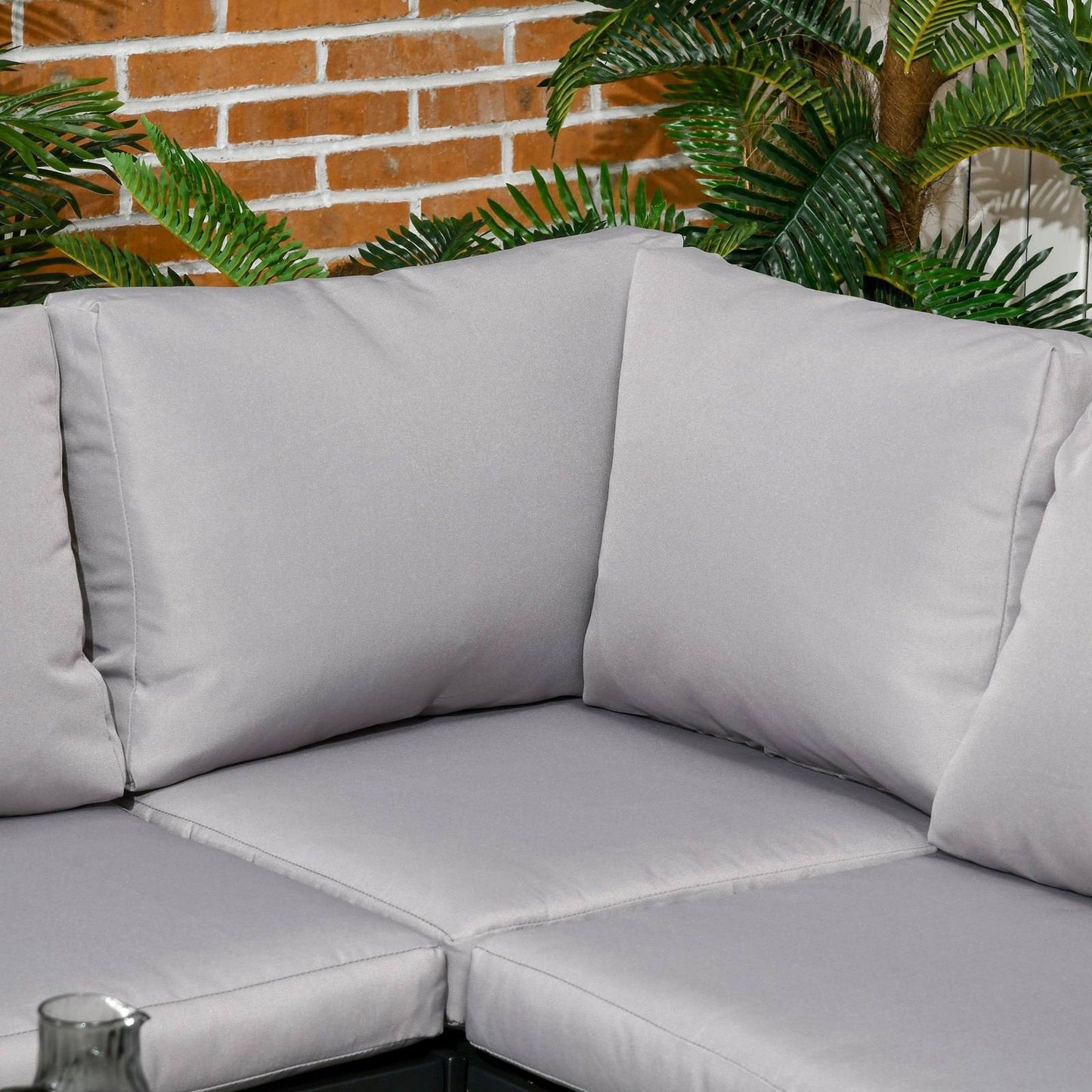 4-Piece Metal Garden Furniture Set with Tempered Glass Coffee Table