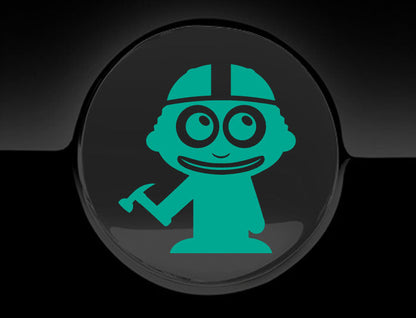 Adorable Construction Worker Fuel Cap Car Sticker