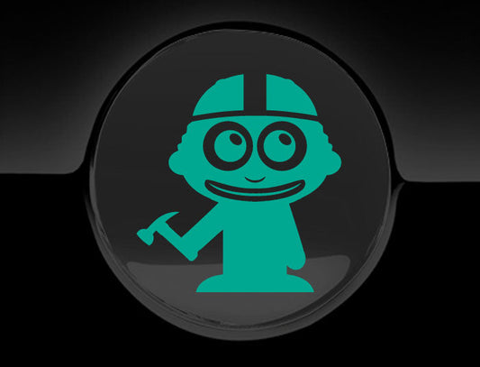 Adorable Construction Worker Fuel Cap Car Sticker