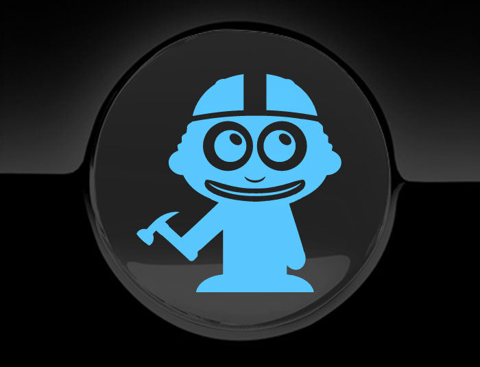 Adorable Construction Worker Fuel Cap Car Sticker