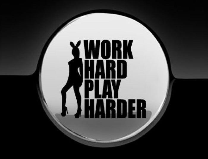 Work Hard Play Harder Fuel Cap Cover Car Sticker