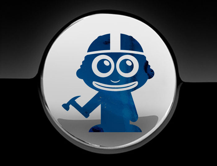 Adorable Construction Worker Fuel Cap Car Sticker