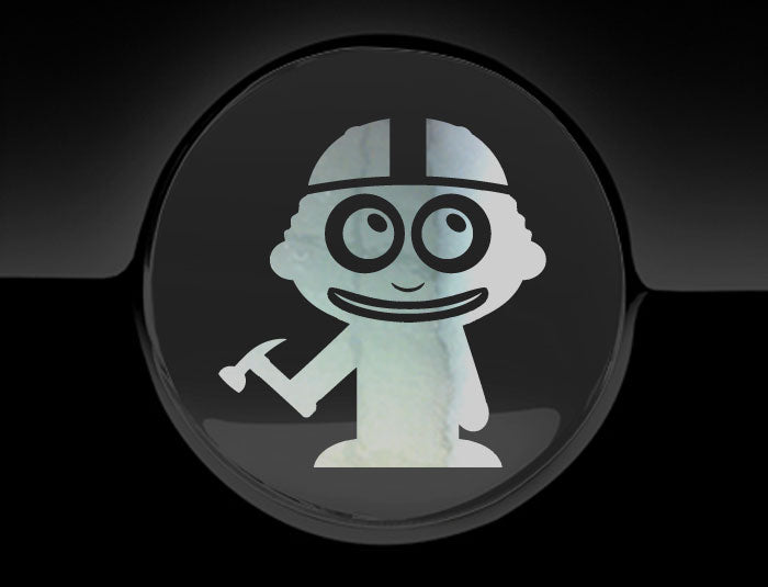Adorable Construction Worker Fuel Cap Car Sticker