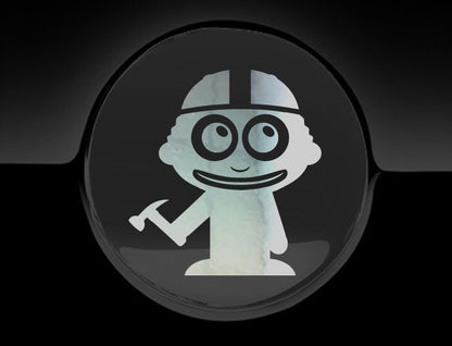 Adorable Construction Worker Fuel Cap Car Sticker