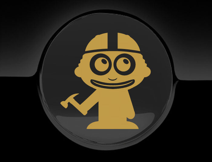Adorable Construction Worker Fuel Cap Car Sticker