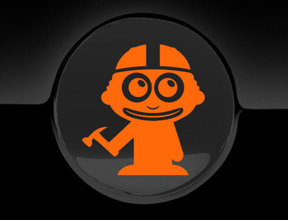 Adorable Construction Worker Fuel Cap Car Sticker