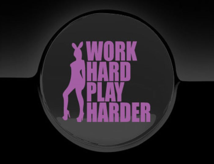 Work Hard Play Harder Fuel Cap Cover Car Sticker