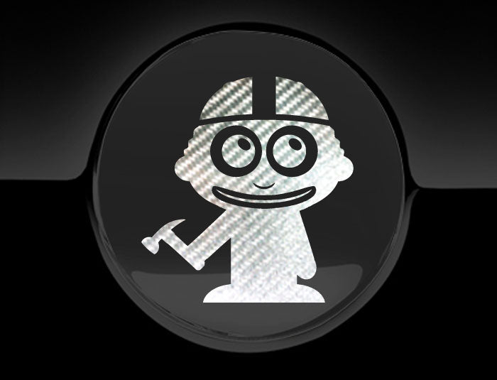 Adorable Construction Worker Fuel Cap Car Sticker