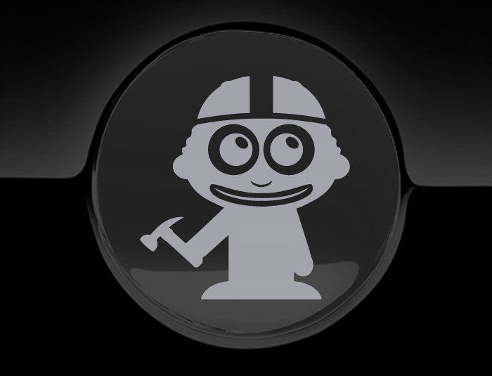 Adorable Construction Worker Fuel Cap Car Sticker