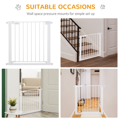 Pawhut Adjustable Pet Safety Gate Dog Barrier Home Fence Room Divider Stair Guard Mounting White 76 H X 75-82W cm