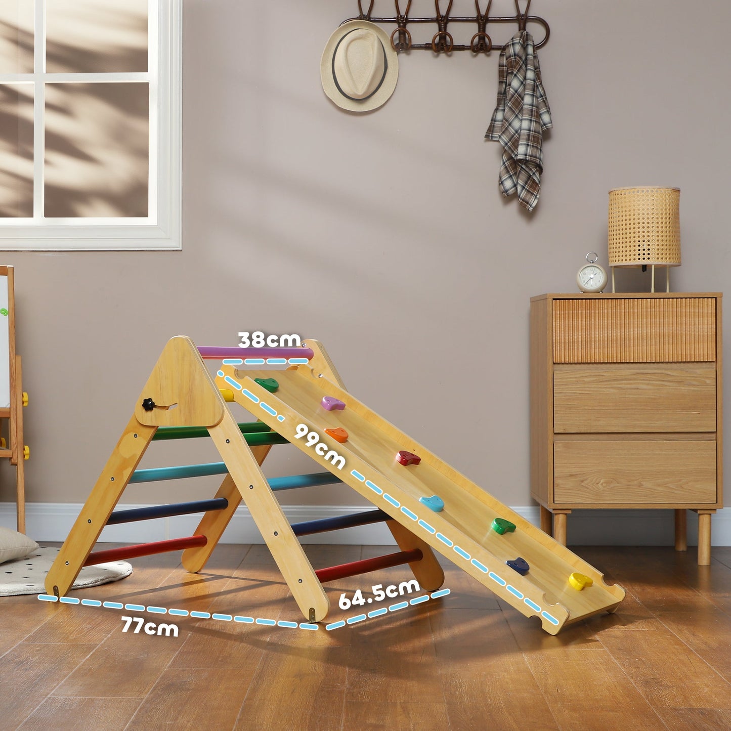 AIYAPLAY Toddler Climbing Frame, Wooden Indoor Pikler Triangle Set