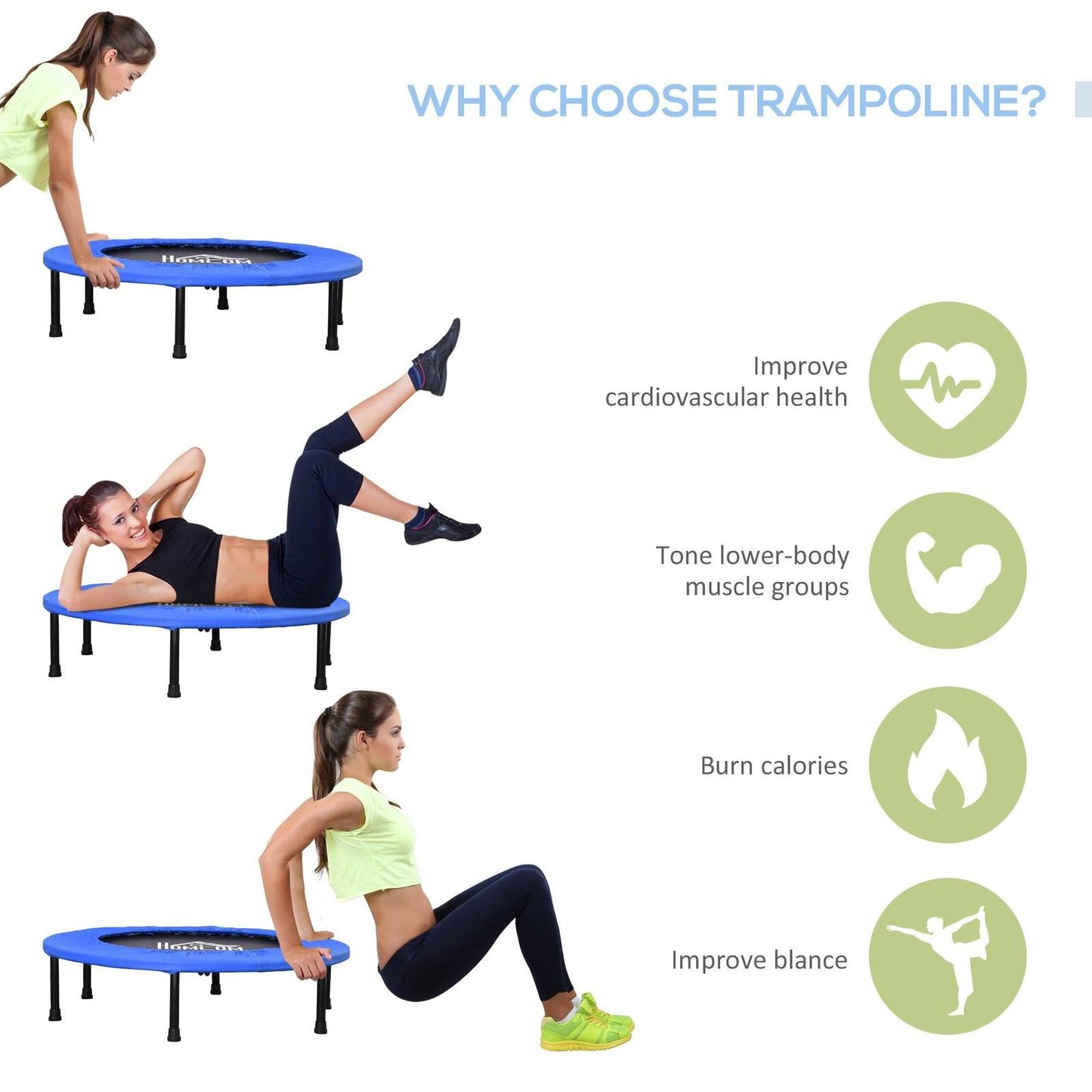 Trampoline Aerobic Rebounder Indoor Outdoor Fitness Round Jumper 91cm