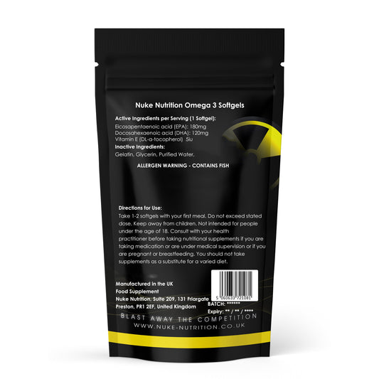 Omega 3 Fish Oil 1000mg Softgels High Strength EPA & DHA - Supports Healthy Eye, Heart & Brain Function