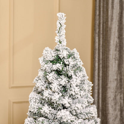 5FT Prelit Artificial Snow Flocked Christmas Tree with Warm White LED Light