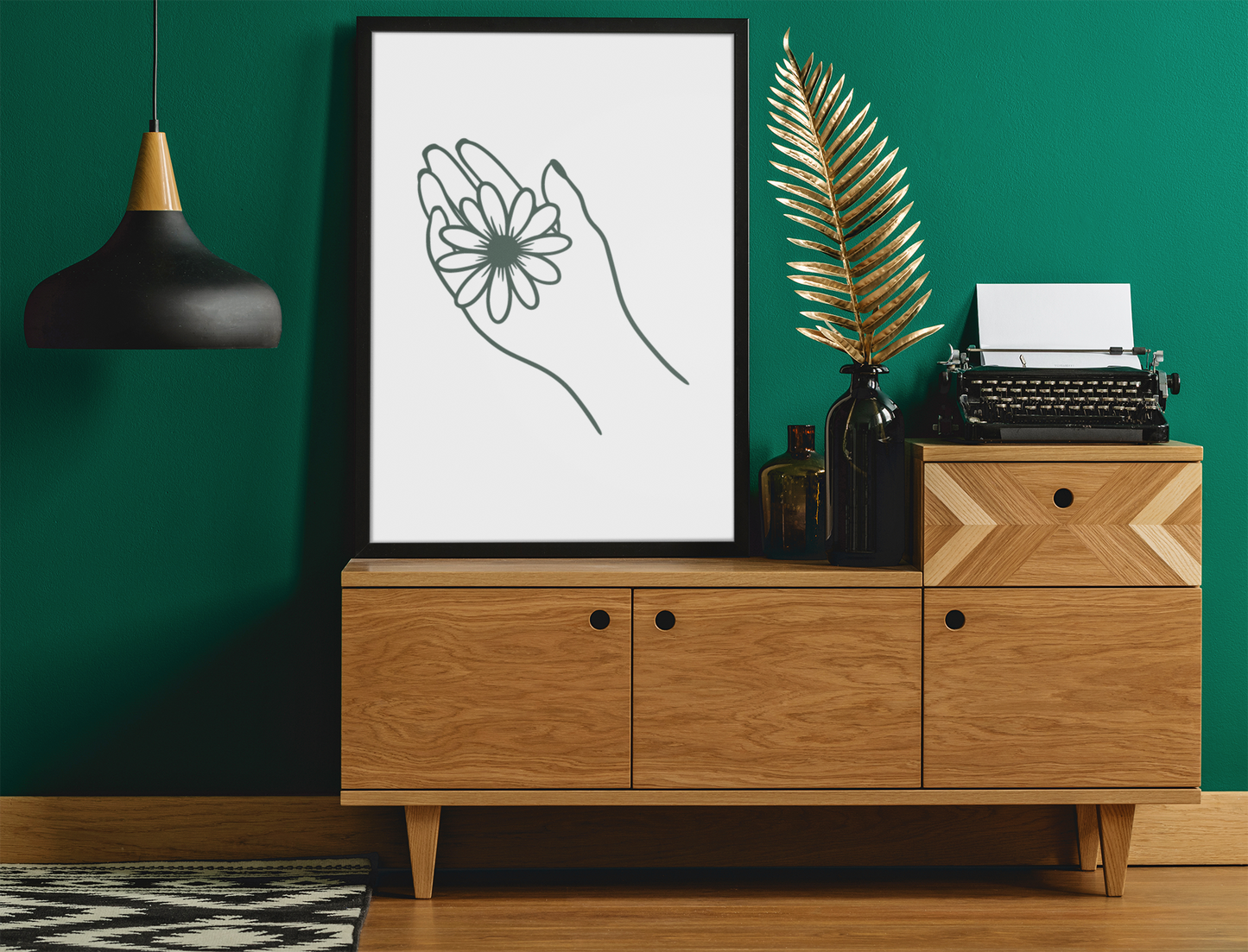 Floral Hand Boho Hippie Simple Home Wall Decor Print