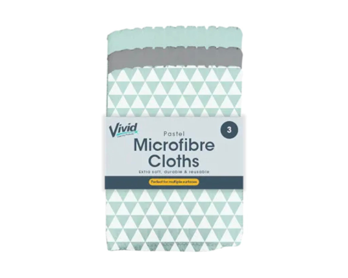 Pastel microfibre cloths 3 pack