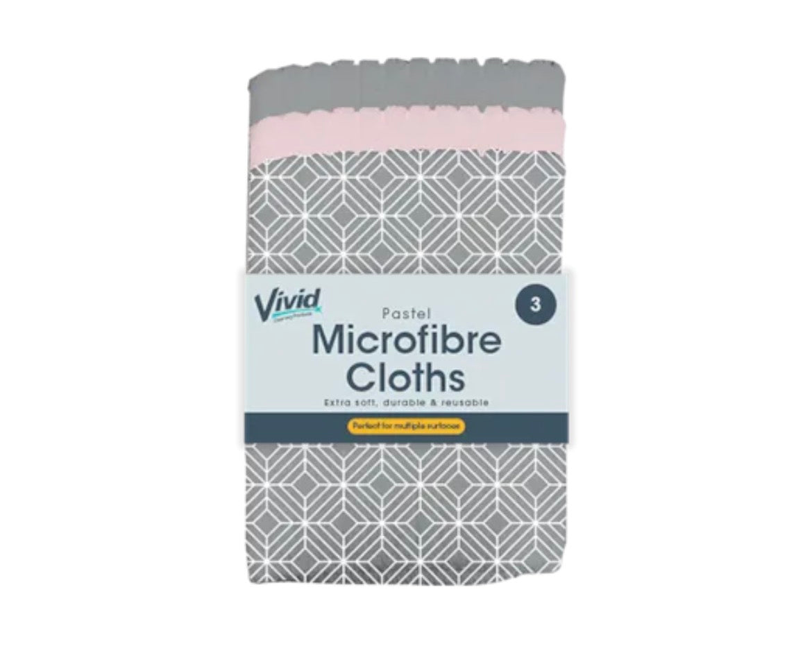 Pastel microfibre cloths 3 pack