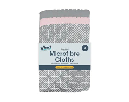 Pastel microfibre cloths 3 pack