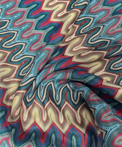 Luxury Zigzag Knit Mesh Fabric for Elegant Fashion and Home Decor