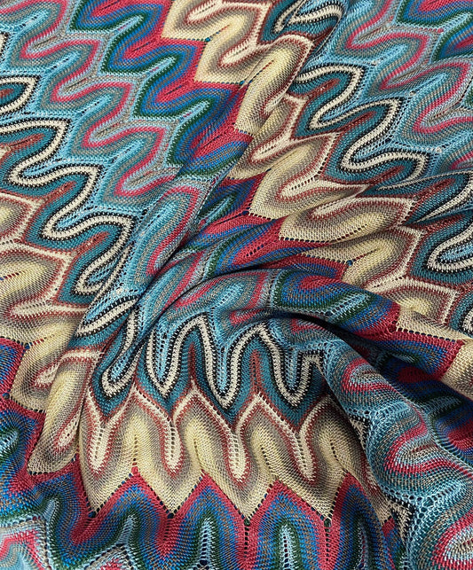 Luxury Zigzag Knit Mesh Fabric for Elegant Fashion and Home Decor