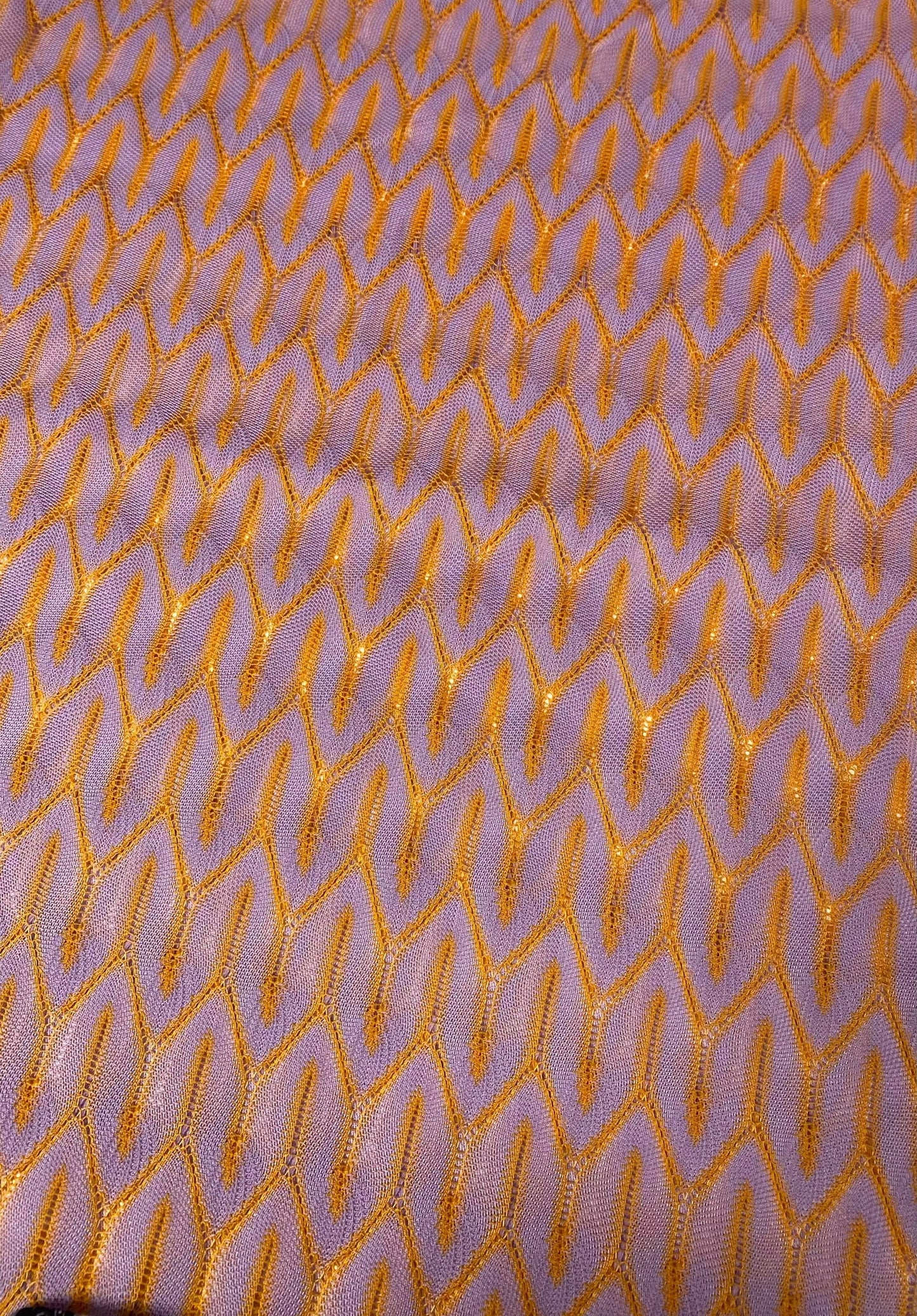 Zigzag Knit Jersey Mesh Fabric in Lilac  Orange
