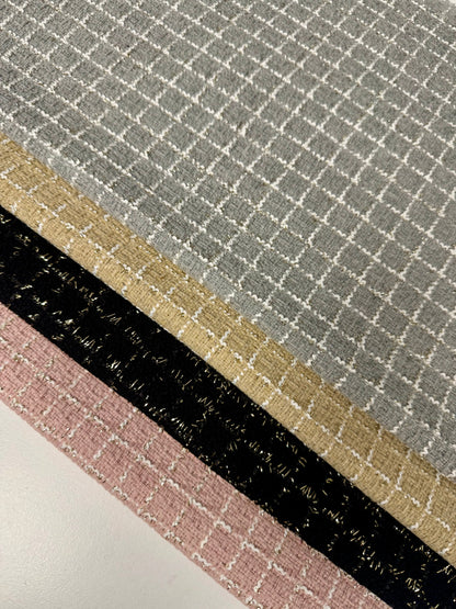 Black Wool Tweed Fabric – Glitter Checked Suiting Material