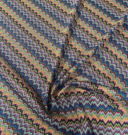 Colorful Zigzag Knitted Mesh Fabric for Creative Projects