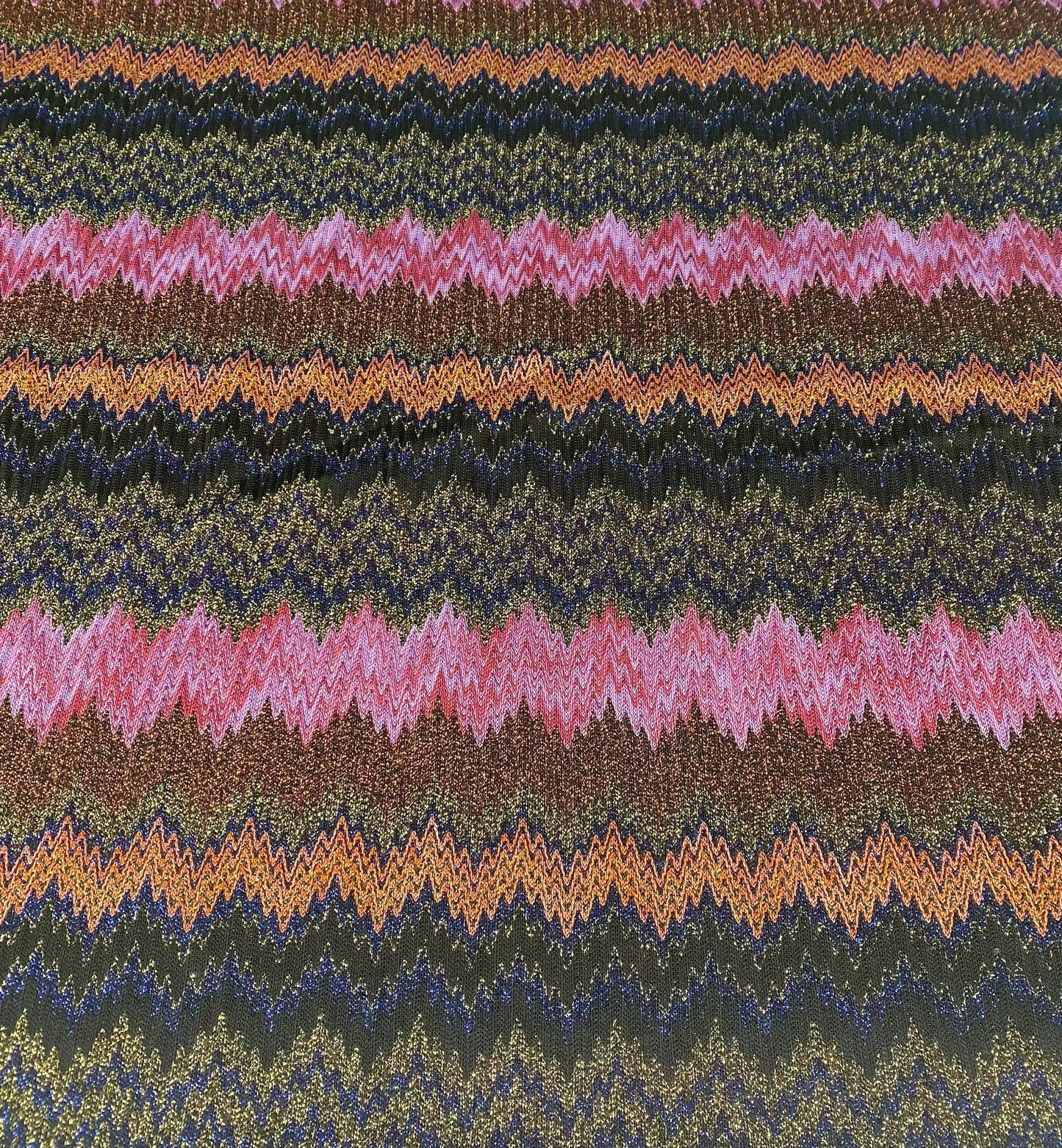 Glittery Zigzag Mesh Knitted Fabric for Crafting and Fashion Projects