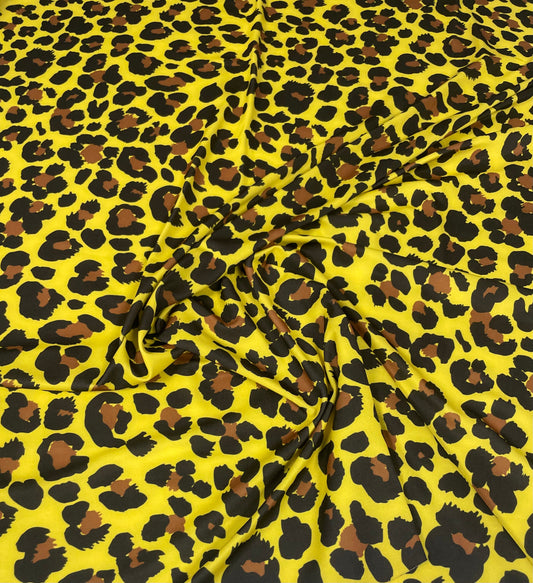 Yellow Leopard Print Fabric by the Metre