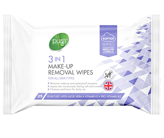 Pure 3-in-1 makeup removal wipes
