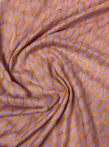 Zigzag Knit Jersey Mesh Fabric in Lilac  Orange