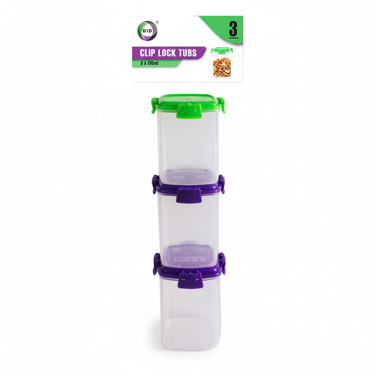 Clip lock tubs 135ml 3 pack