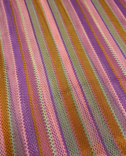 Pink Striped Knit Mesh Fabric for Fashion and Crafts