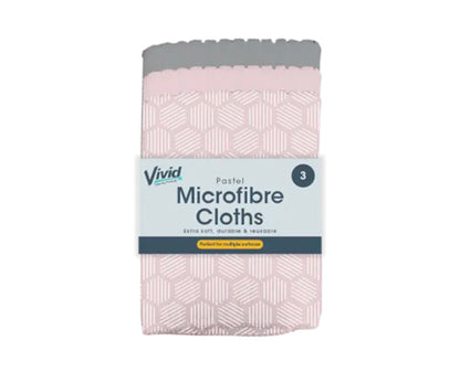 Pastel microfibre cloths 3 pack