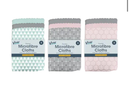Pastel microfibre cloths 3 pack