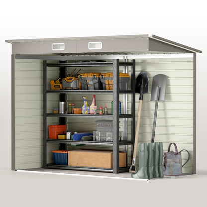 Outsunny 8 x 4FT Metal Garden Storage Shed with Double Doors, Light Grey