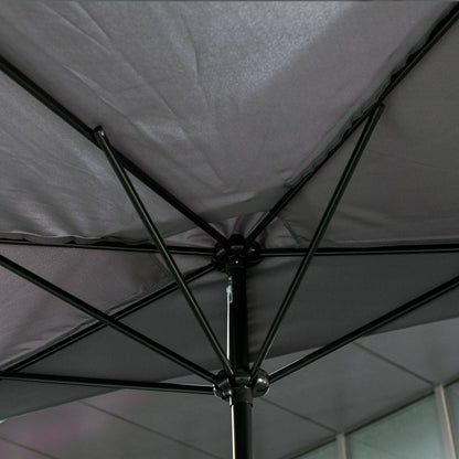 2.3m Half Round Parasol Umbrella Balcony Metal Frame Outdoor NO BASE Grey