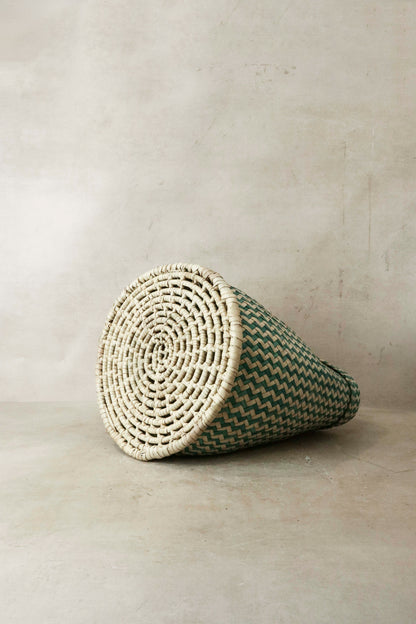 Zig Zag Woven Planter Basket Green - Malawi - Z2